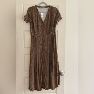 LOFT NWT Leopard Print Button Front Long Midi Dress